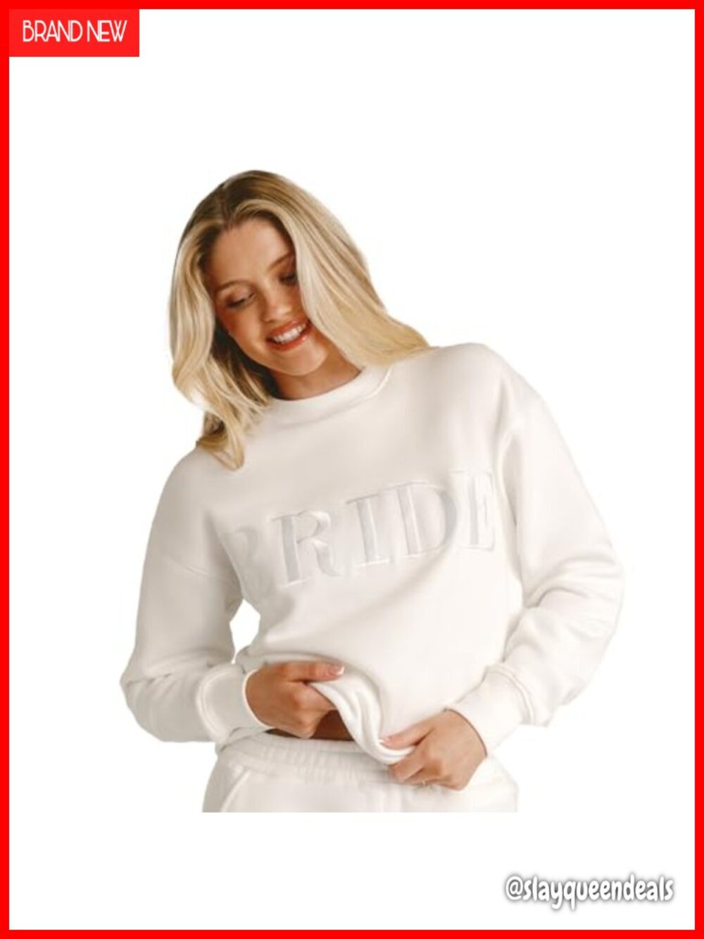 Oversized Bride Sweatshirt Pearl Embroidered Crewneck Bridal